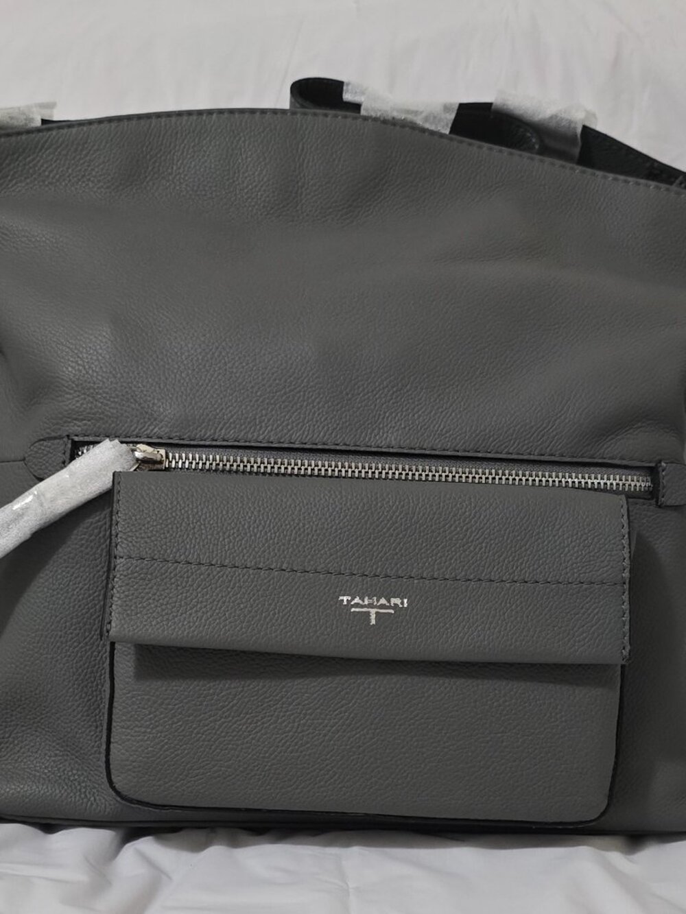 Tahari Riley Hobo Bag NWT Gray Pebbled Leather Crossbody Shoulder Purse New